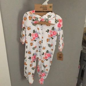 0-3 month chickpea babygirl outfit and headband